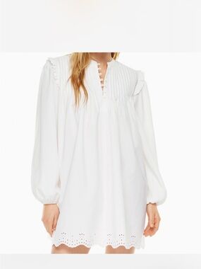 White Eyelet Long Sleeve Tunic Dress